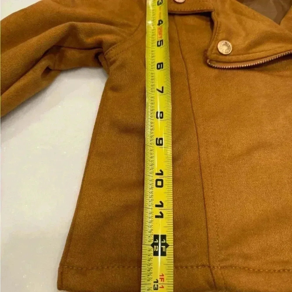 Tahari girls faux suede moto jacket. Brown size 6. Excellent condition